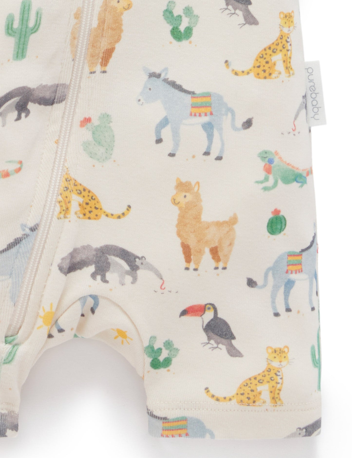 Purebaby　ピュアベビー　 2 PACK S/SLV DIGITAL GROWSUIT　FIESTA HEADS PRINT　PNW1022NS