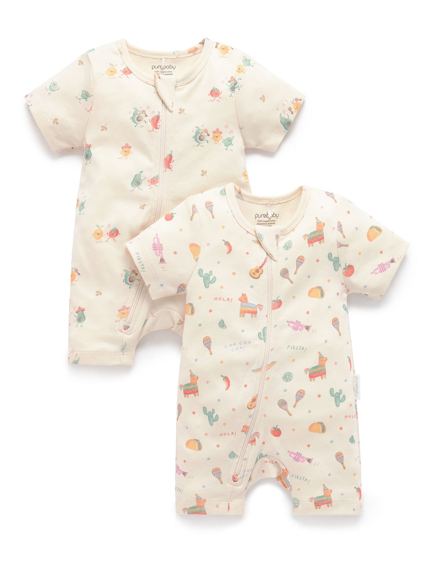 Purebaby　ピュアベビー　 2 PACK S/SLV DIGITAL GROWSUIT　PINATA PRINT　PNW1022NS