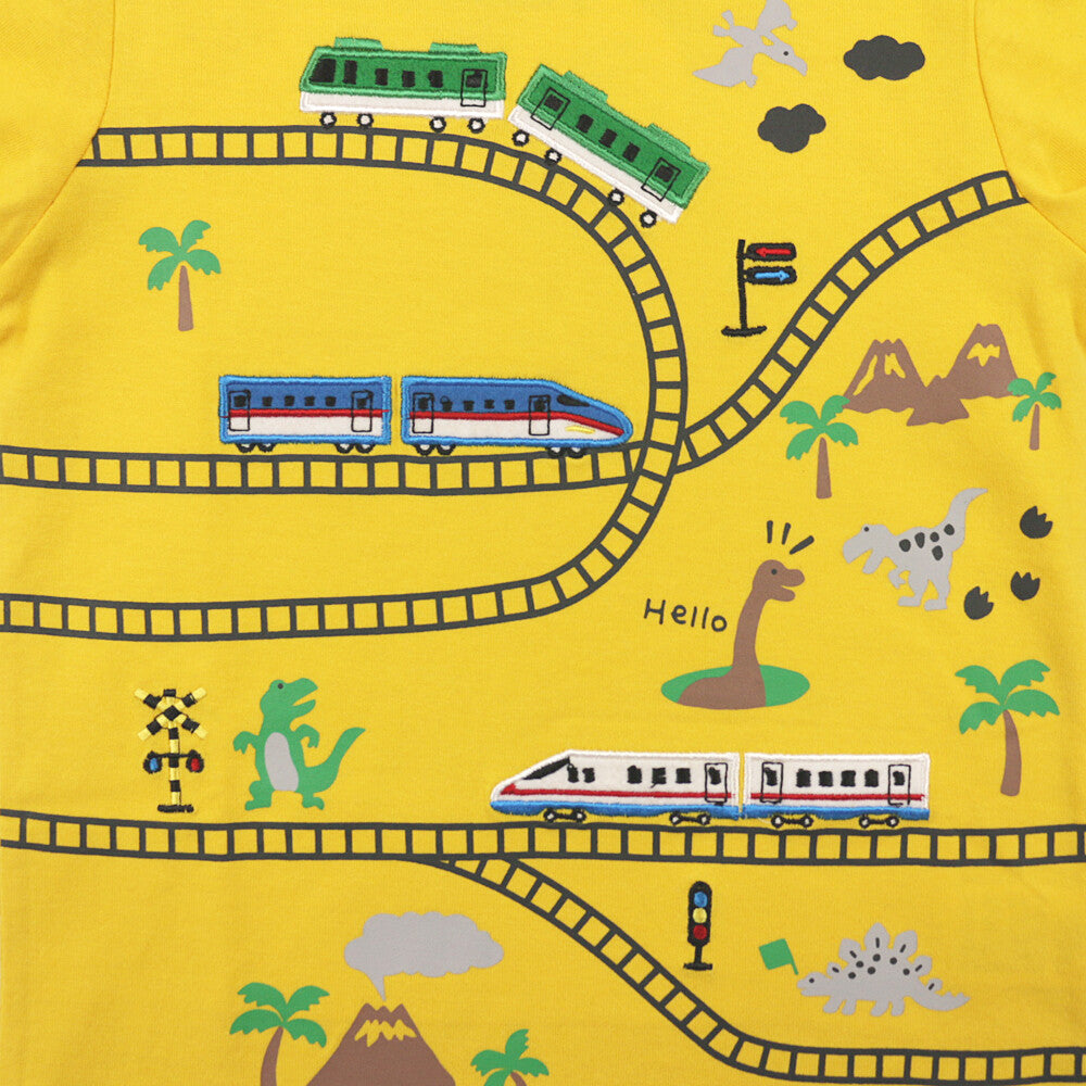 [bab chip] Long sleeve T-shirt railroad track dinosaur 100% cotton