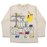 [bab chip] Long sleeve T-shirt construction with pocket 100% cotton