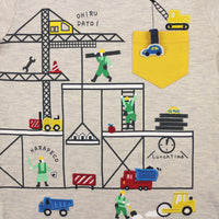 [bab chip] Long sleeve T-shirt construction with pocket 100% cotton