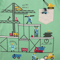 [bab chip] Long sleeve T-shirt construction with pocket 100% cotton