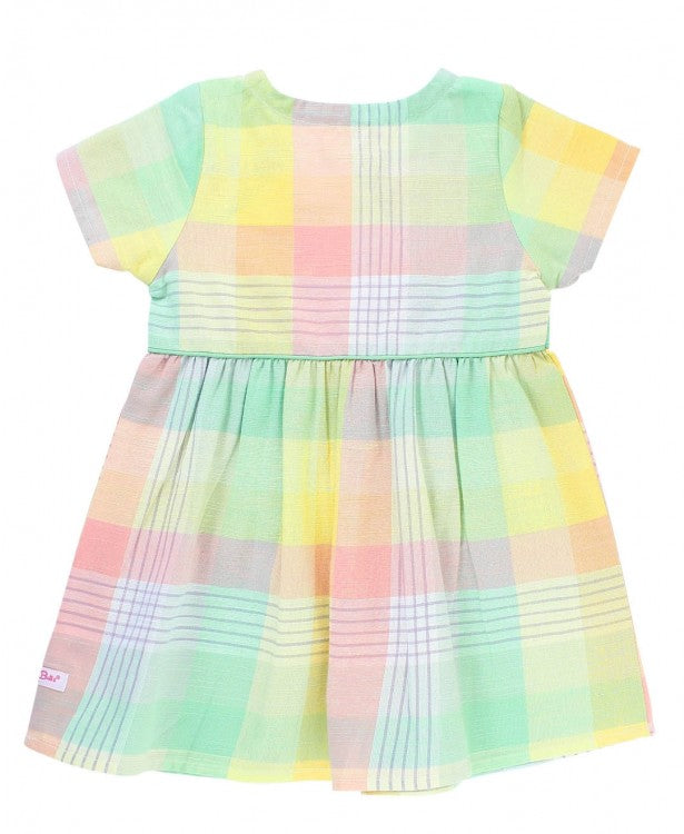Ruffle Butts Cheerful Rainbow Plaid Pocket Dress