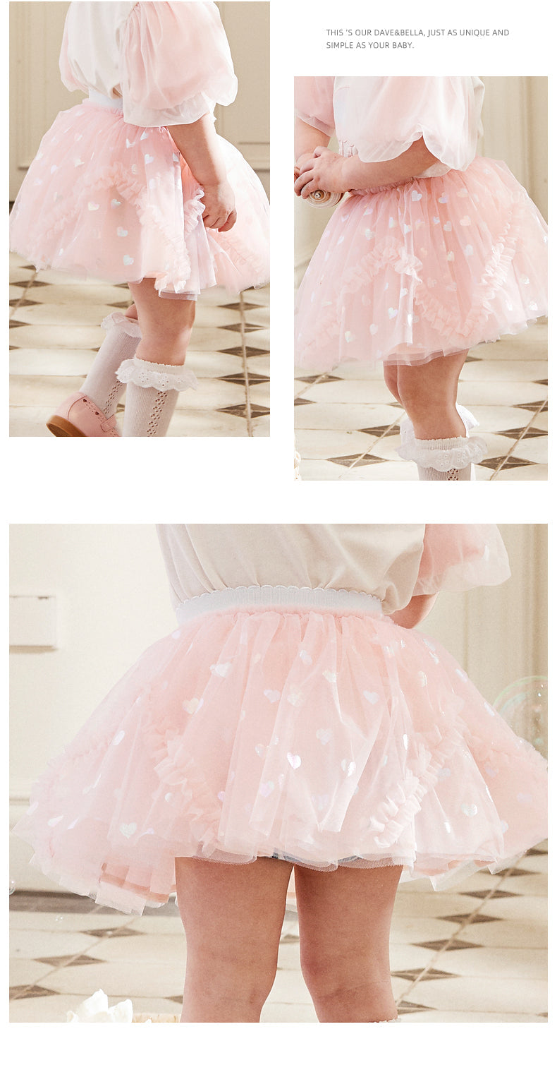 dave&amp;bella Dave Bella Heart Design Pink Tulle Skirt DB1233928