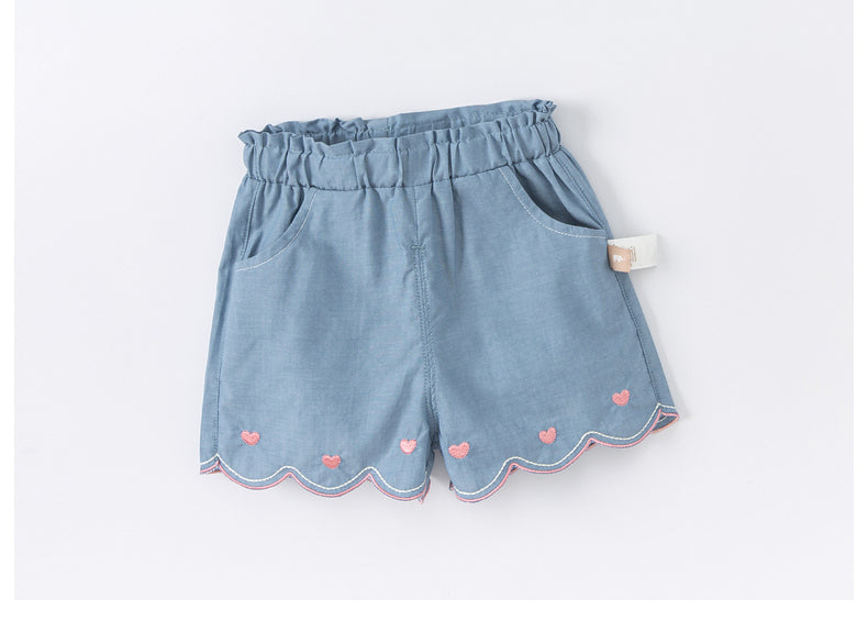 dave&amp;bella Dave Bella heart embroidery scalloped culottes pants DB2221420