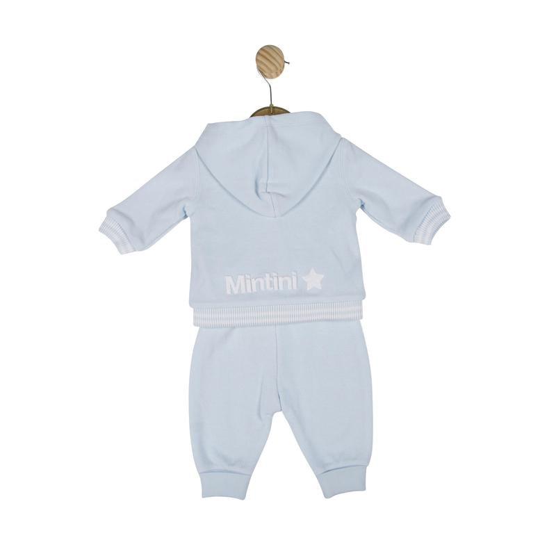 mintini baby logo embroidered long T-shirt, knit hoodie, and pants 3-piece set