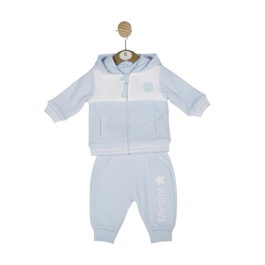 mintini baby logo embroidered long T-shirt, knit hoodie, and pants 3-piece set