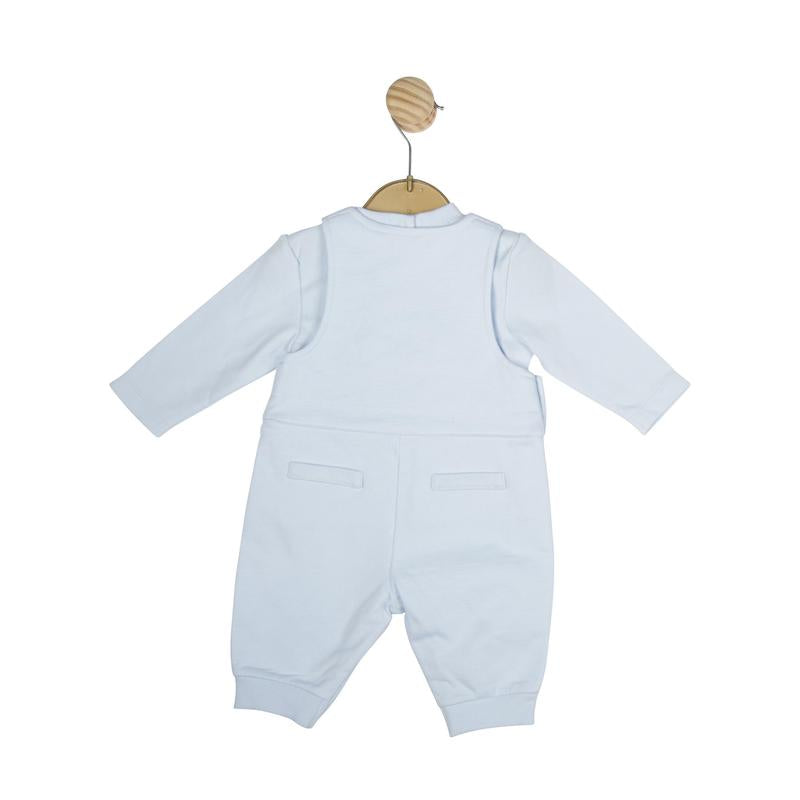 mintini baby logo design overalls &amp; light blue long T-set