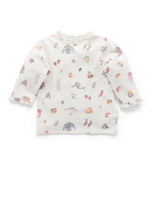 Purebaby ピュアベビー　Thicker Layering Top Cosy Things Print PB2043W22