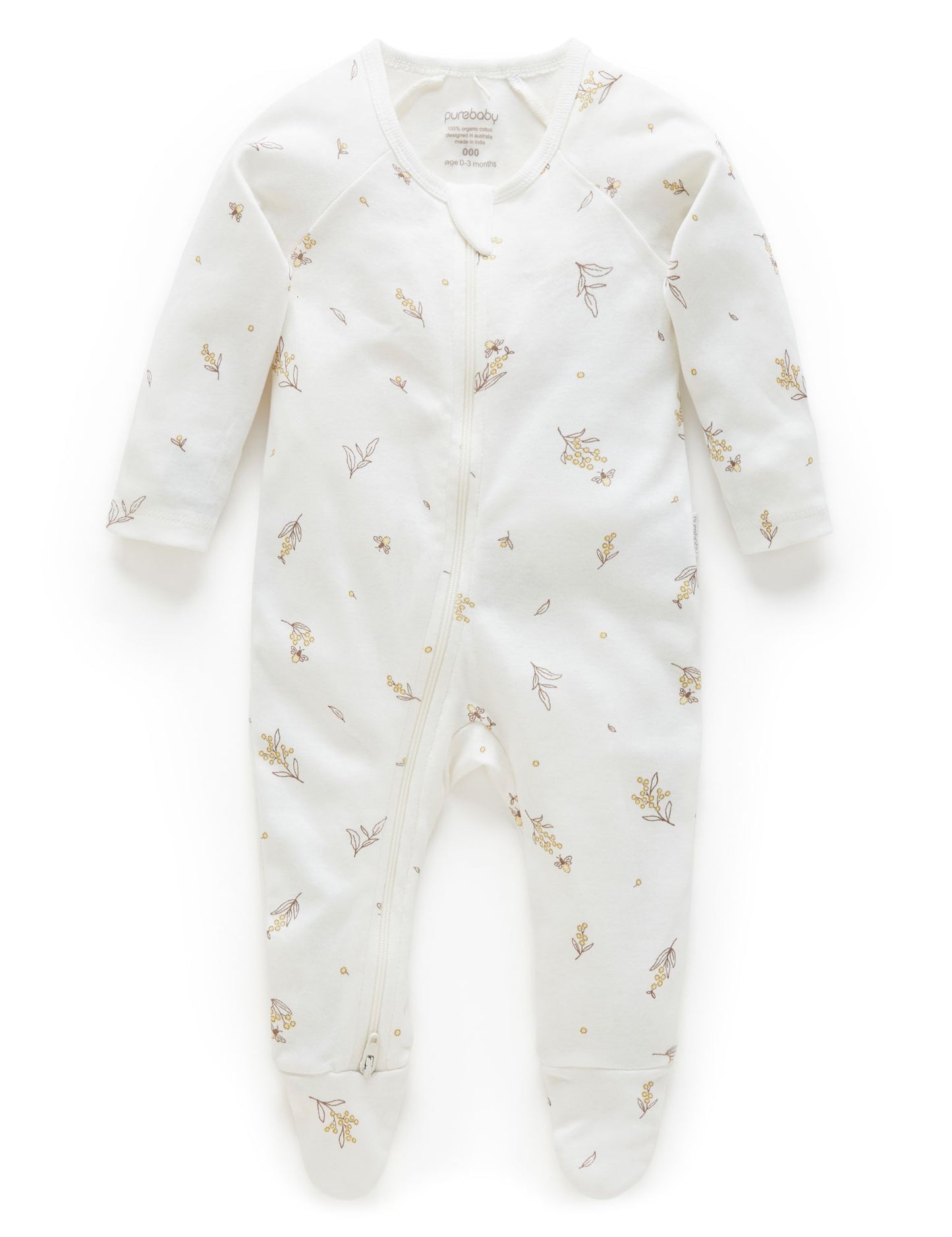 Purebaby ピュアベビー  Zip Grpwsuit Vanilla Wattle Bee  PE1001ES