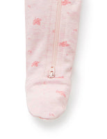 Purebaby　ピュアベビー　 ZIP GROWSUIT　PALE PINK LEAF　PE1001ES