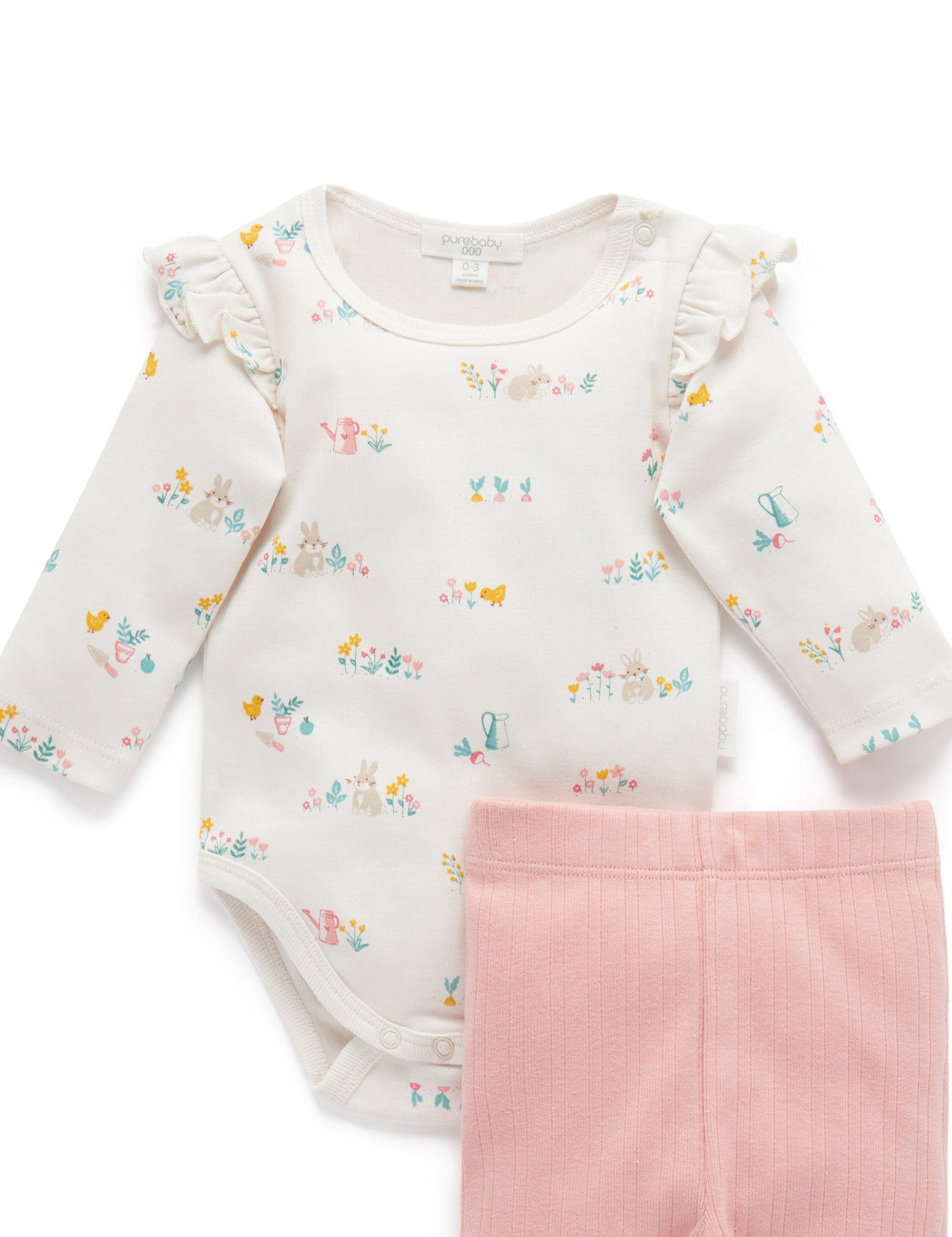 【00 last one】Purebaby ピュアベビー　2 Pieces Gift Pack  Flower Patch Print  PN1000S21