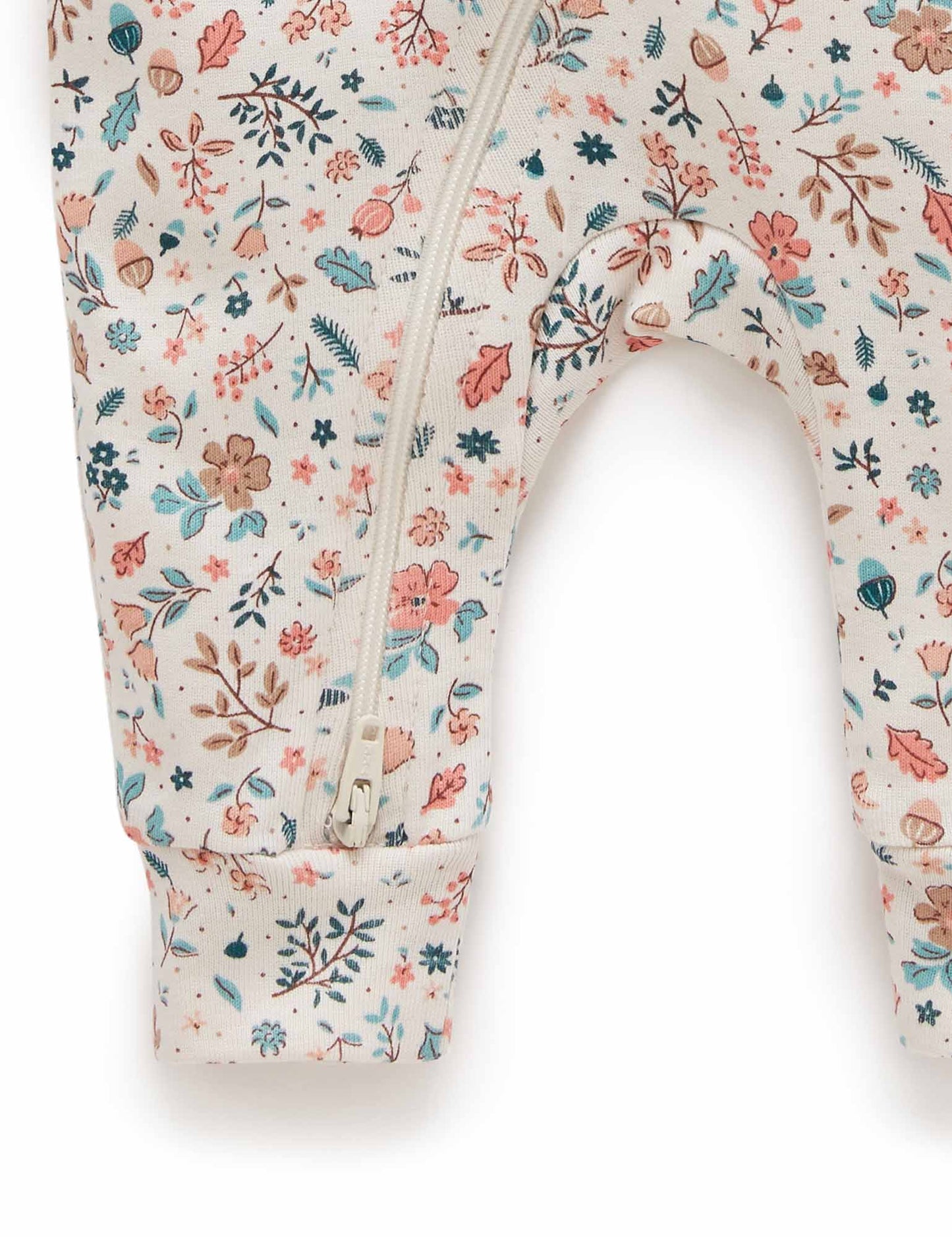 Purebaby ピュアベビー　Footless Zip Growsuit  Leafy Print PN1043W22