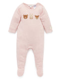 purebaby　ピュアベビー　Woodland friends growsuit　Wild rose melange stripe