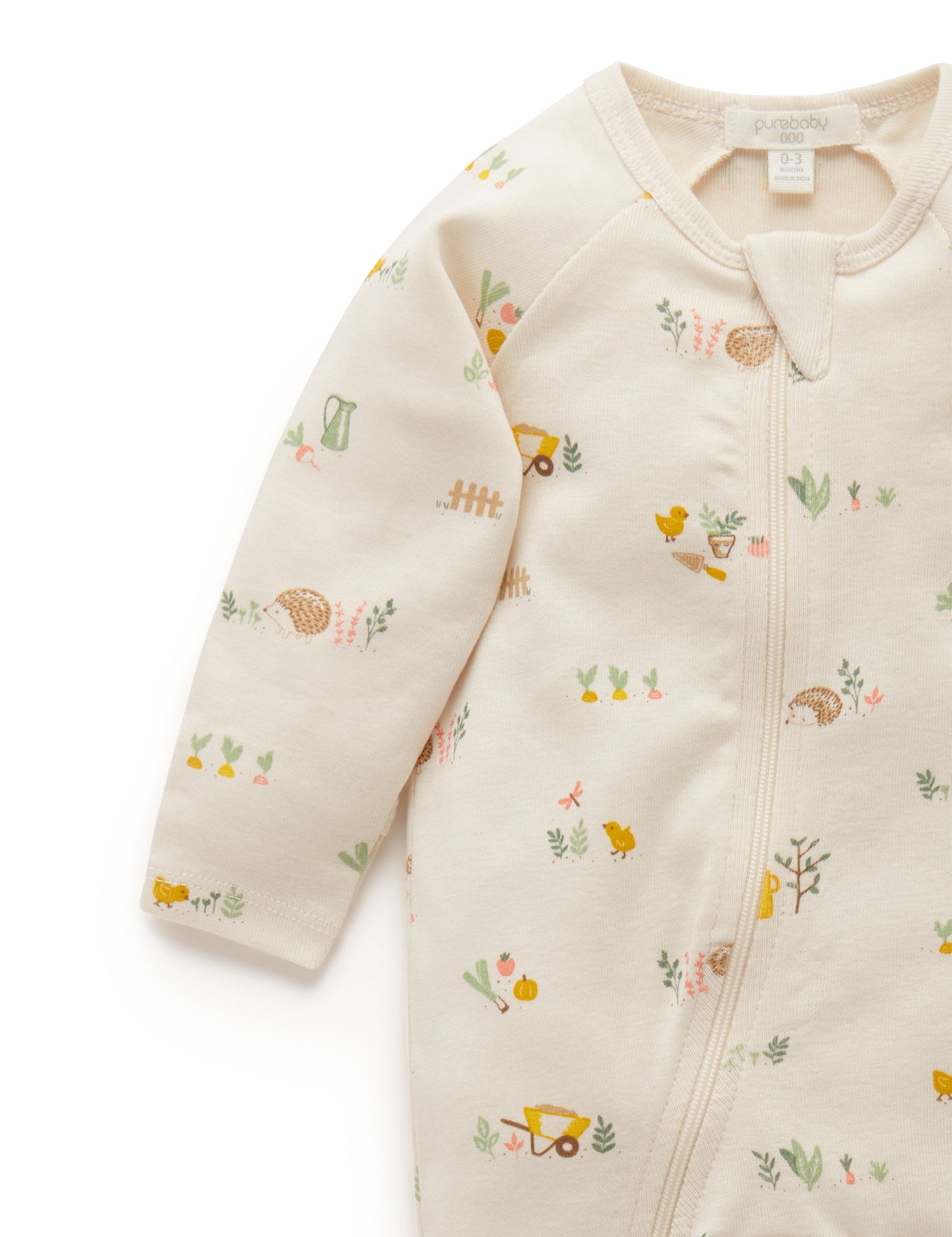 Purebaby ピュアベビー　Printed Zip Growsuit  Veggie Patch Print PN1104S21