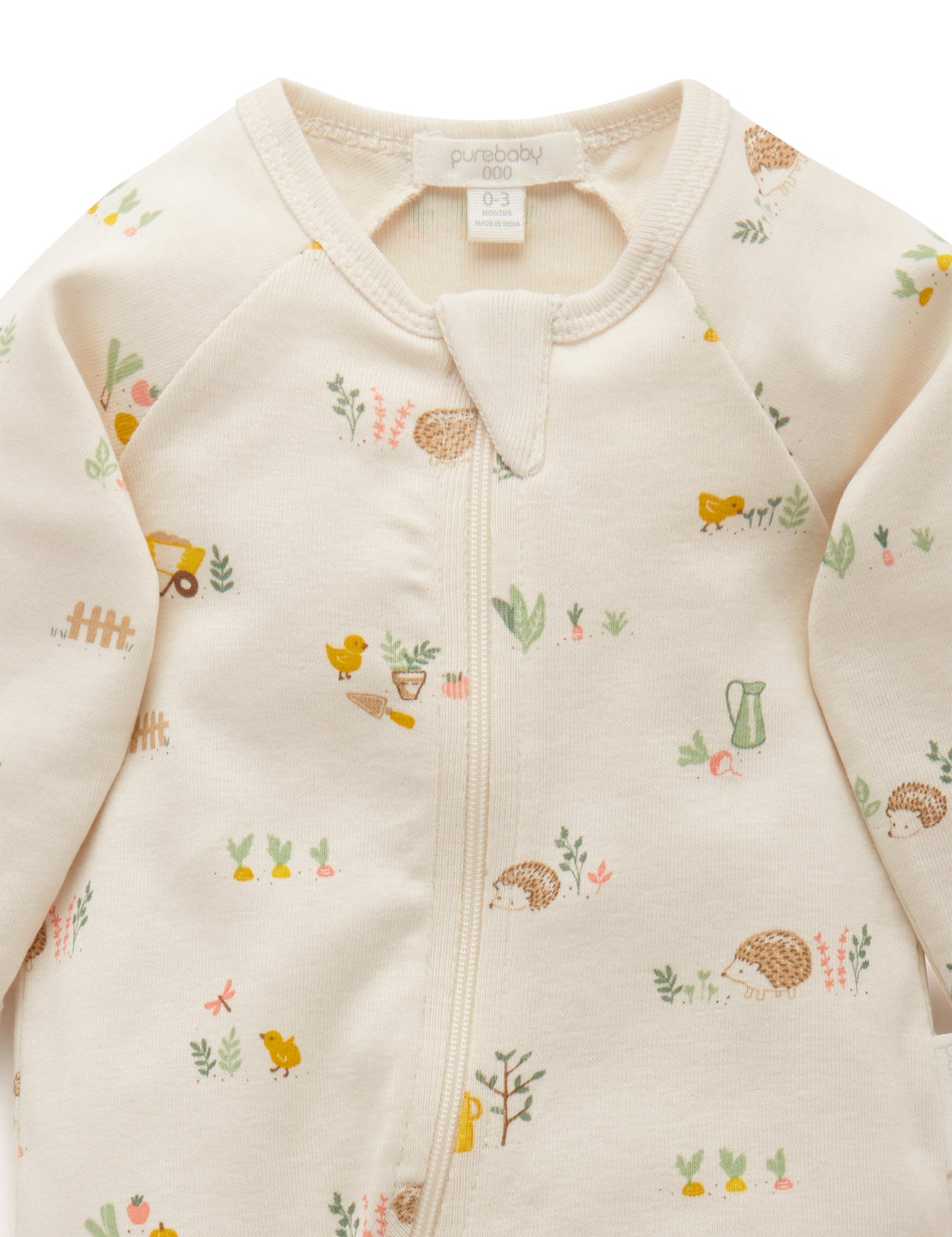 Purebaby ピュアベビー　Printed Zip Growsuit  Veggie Patch Print PN1104S21