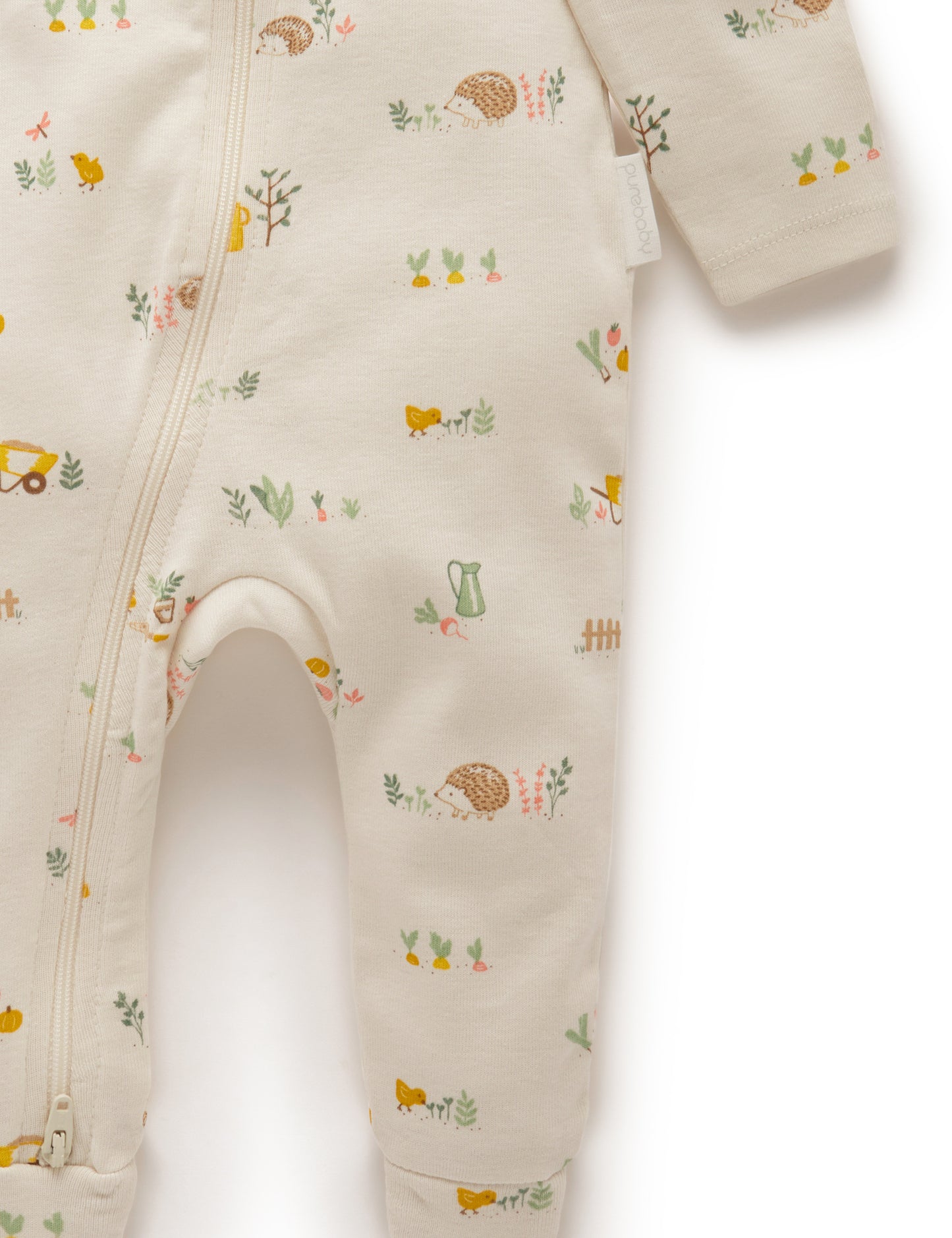 Purebaby ピュアベビー　Printed Zip Growsuit  Veggie Patch Print PN1104S21