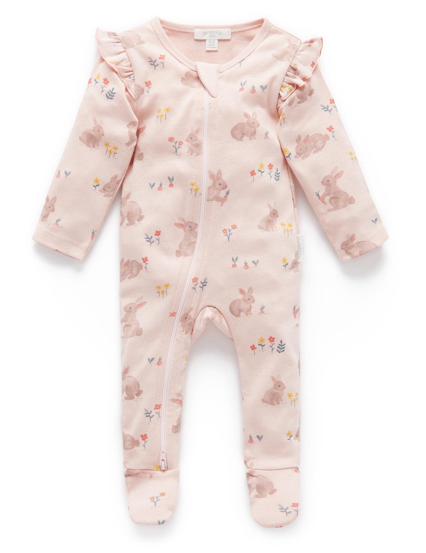 Purebaby Purebaby Printed Zip Growsuit Hoppity Hop Print PN2012W22