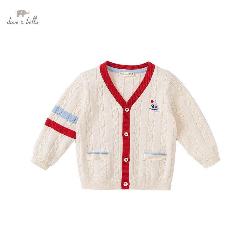 dave&amp;bella Dave Bella yacht embroidery cable knit cardigan DB1221067