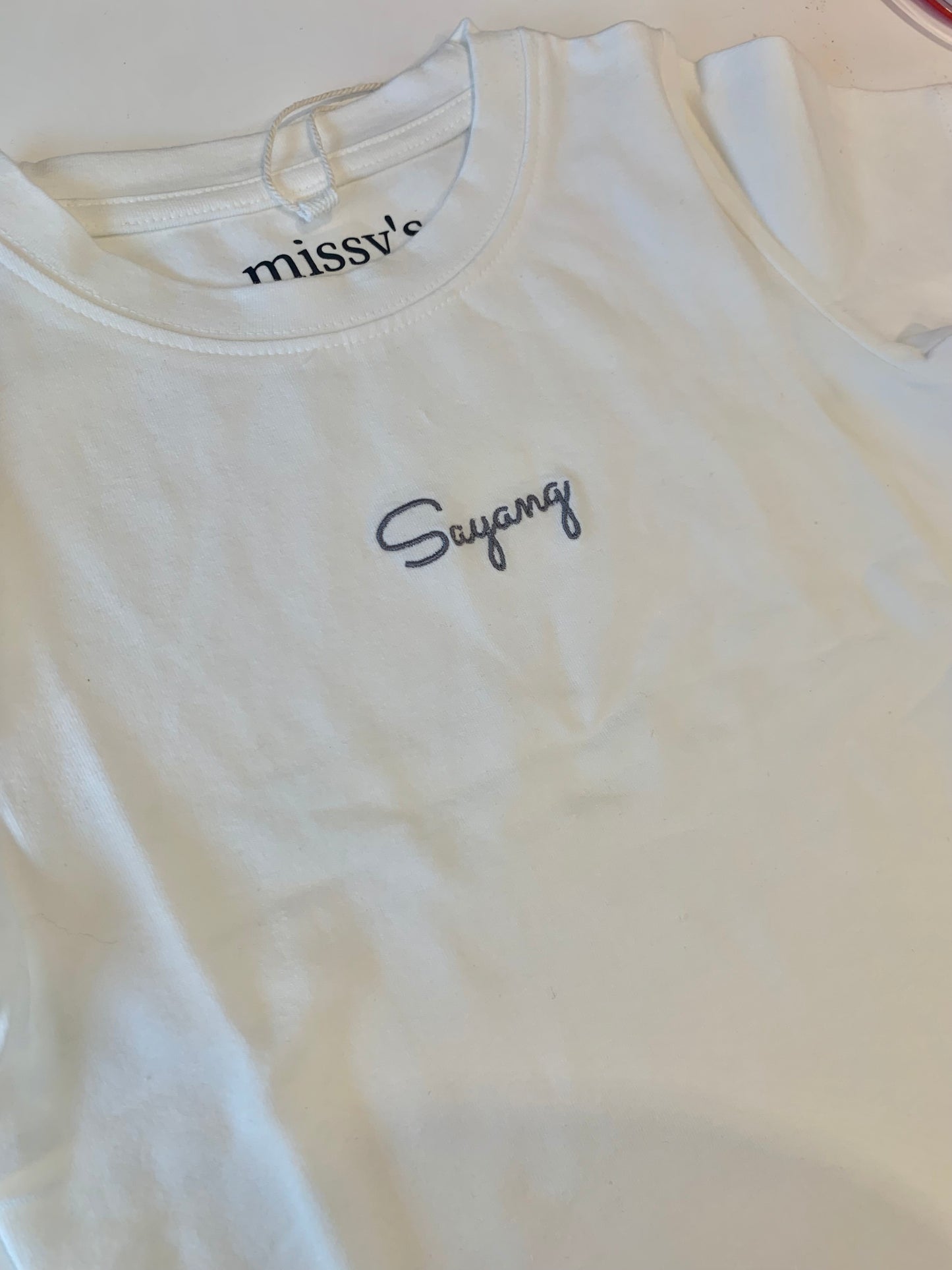 missy's original “sayang” embroidered organic cotton family T-shirt