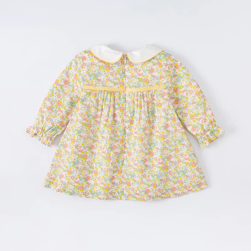 dave&amp;bella Dave Bella Tulip embroidery collar yellow floral dress DB1221058