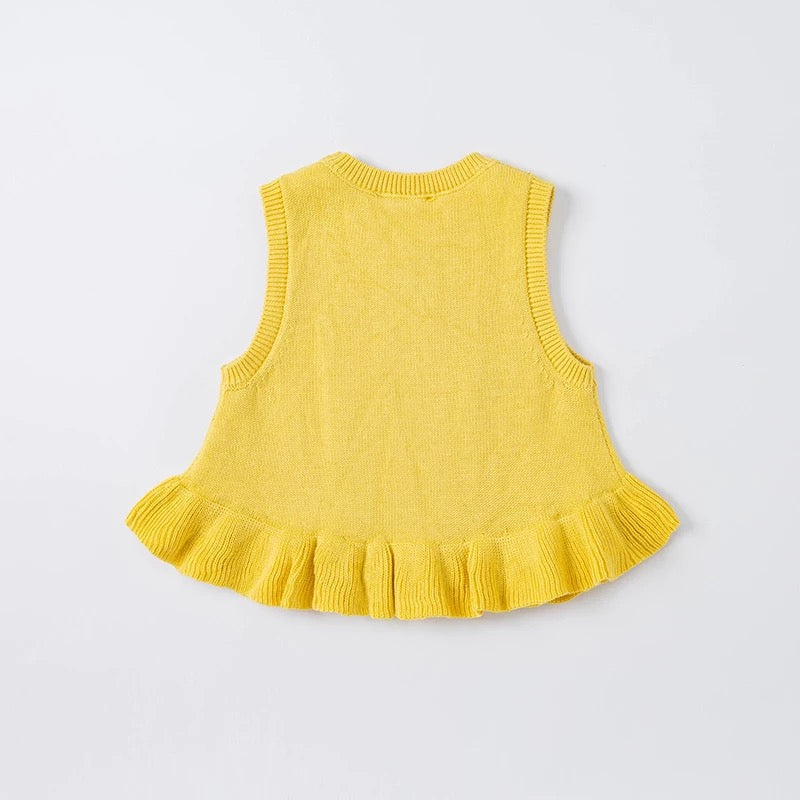 dave&amp;bella Dave Bella Flower Embroidery Yellow Vest DB1221228