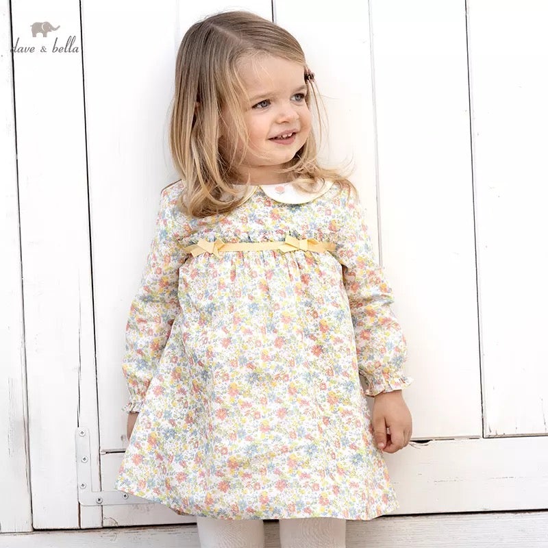 dave&amp;bella Dave Bella Tulip embroidery collar yellow floral dress DB1221058