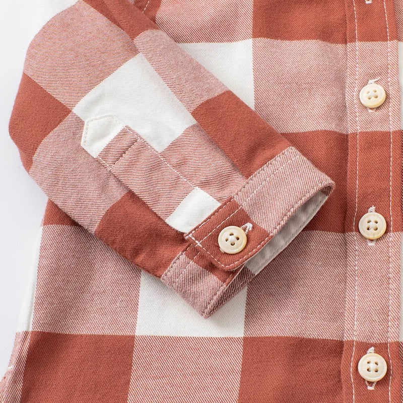 dave&amp;bella Dave Bella Orange Block Check Shirt 4Y