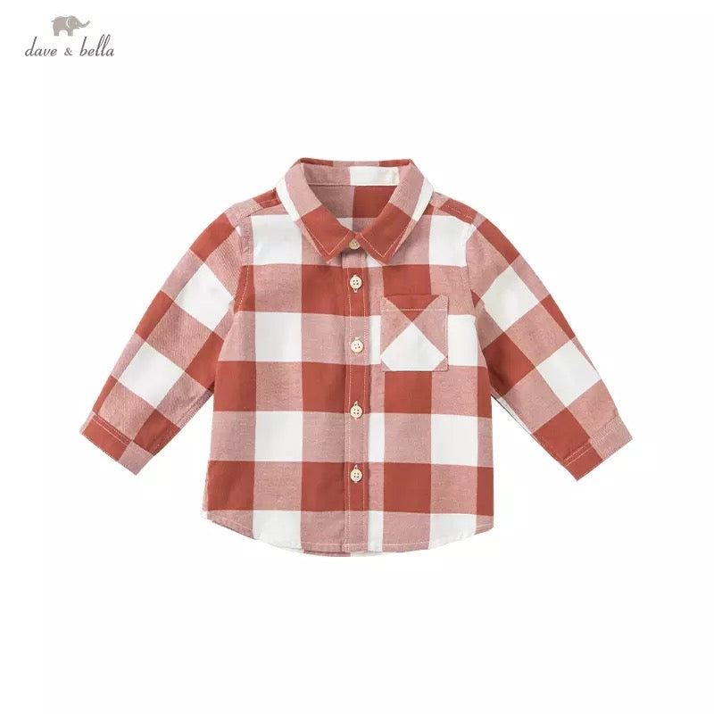 dave&amp;bella Dave Bella Orange Block Check Shirt 4Y