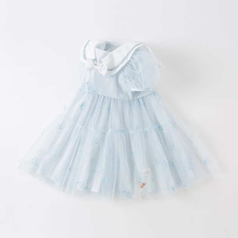 dave&amp;bella Dave Bella sailor collar light blue tulle dress DB2235004