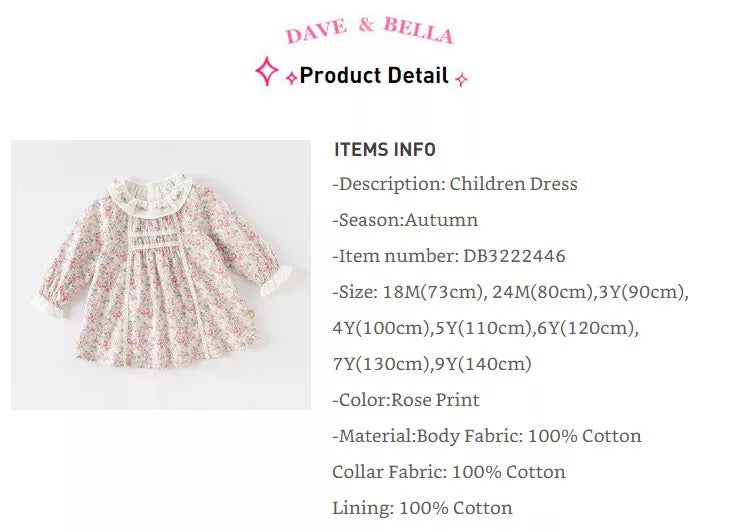 dave&amp;bella Dave Bella Classic Rose Design Dress DB3222446