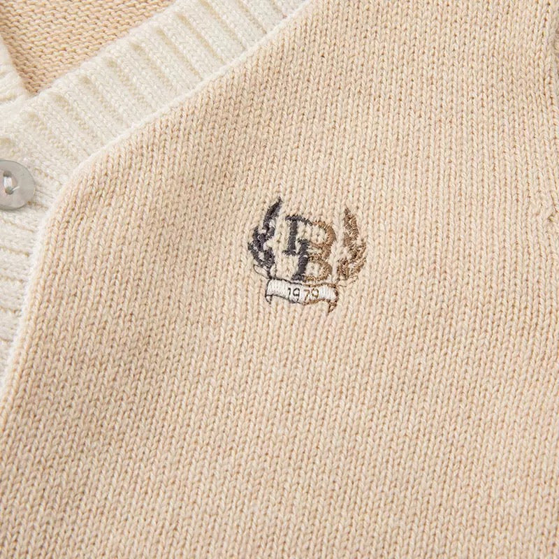 dave&amp;bella Dave Bella logo embroidery simple beige cardigan DB3222837