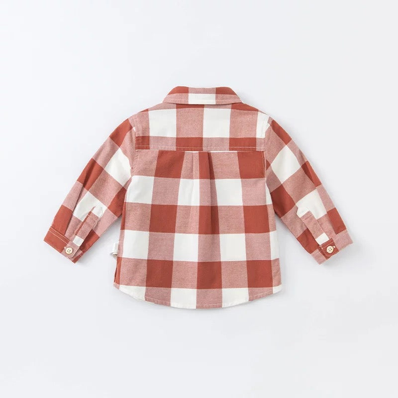 dave&amp;bella Dave Bella Orange Block Check Shirt 4Y