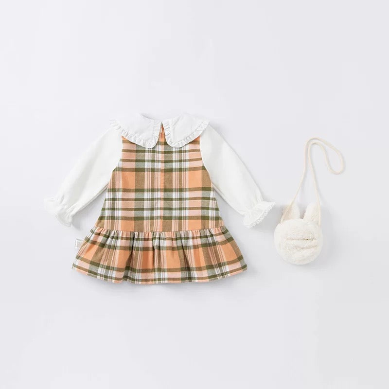 dave&amp;bella Dave Bella Rabbit check dress with pochette