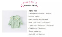 dave&bella デイブベラ　チェリー刺繍ビッグカラーライトグリーンカーディガン　DB1220488