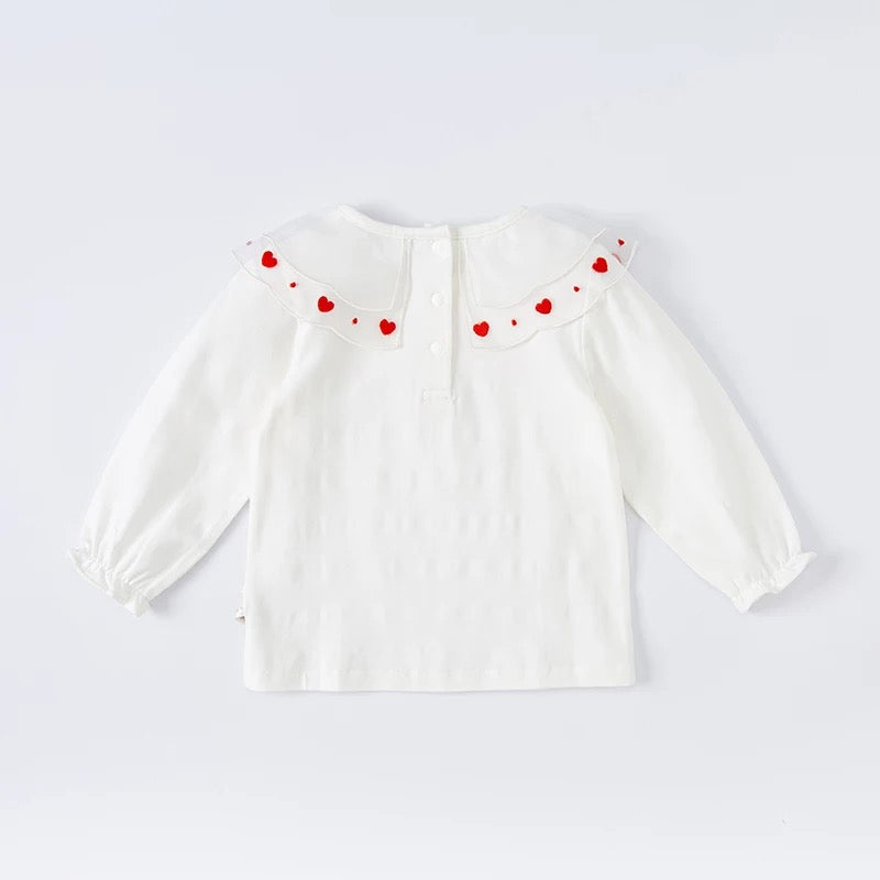 dave&amp;bella Dave Bella heart embroidery double collar blouse DB1220891