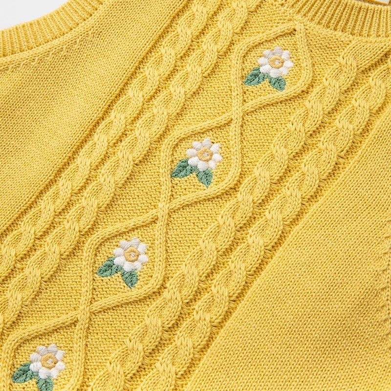 dave&amp;bella Dave Bella Flower Embroidery Yellow Vest DB1221228