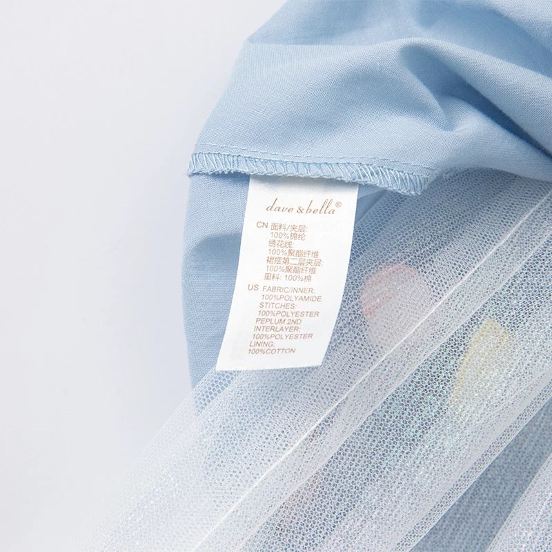 dave&amp;bella Dave Bella Cape Design Shell Embroidery Blue Dress DB2221601