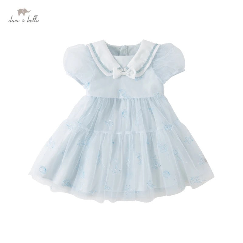 dave&amp;bella Dave Bella sailor collar light blue tulle dress DB2235004