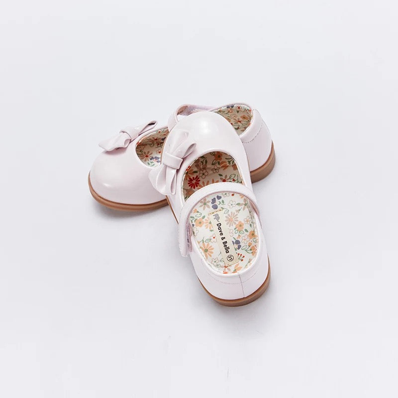 dave&amp;bella baby pink ribbon enamel shoes DB1220619