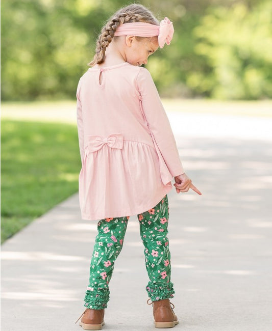 Ruffle Butts Ballet Pink Long Sleeve Bow-Back Top