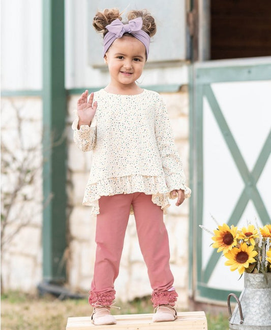 Ruffle Butts Dusty Rose Ruffle Leggings