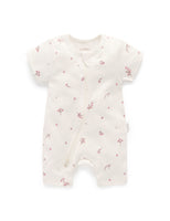 Purebaby　ピュアベビー　S/S SHORT LEG ZIP GROWSUIT　vanilla blossom　PE1005ES