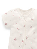 Purebaby　ピュアベビー　S/S SHORT LEG ZIP GROWSUIT　vanilla blossom　PE1005ES