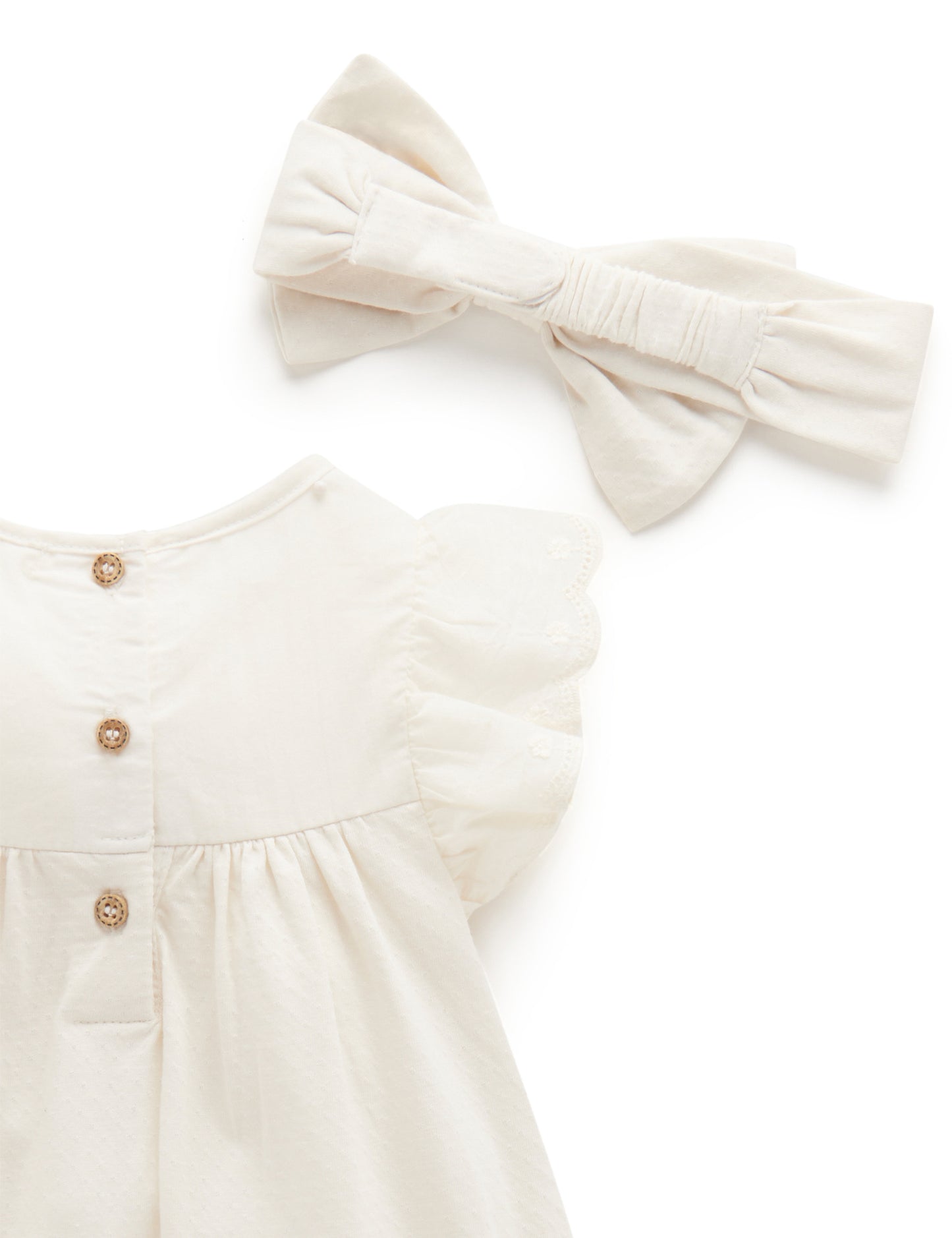 Purebaby Pure baby POINTELLE ROMPER AND HEADBAND PN1033S22