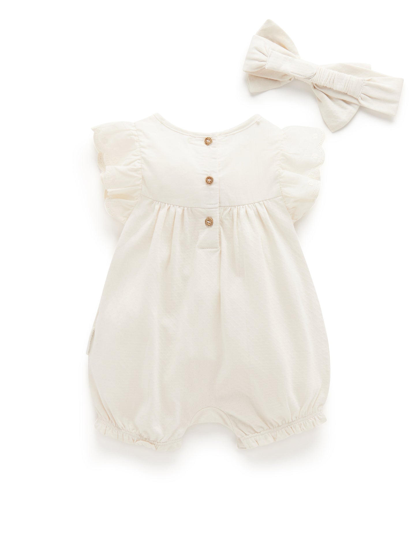 Purebaby Pure baby POINTELLE ROMPER AND HEADBAND PN1033S22